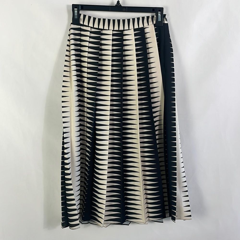 Arthur Arbesser Cream Black Pleated Midi Striped Skirt